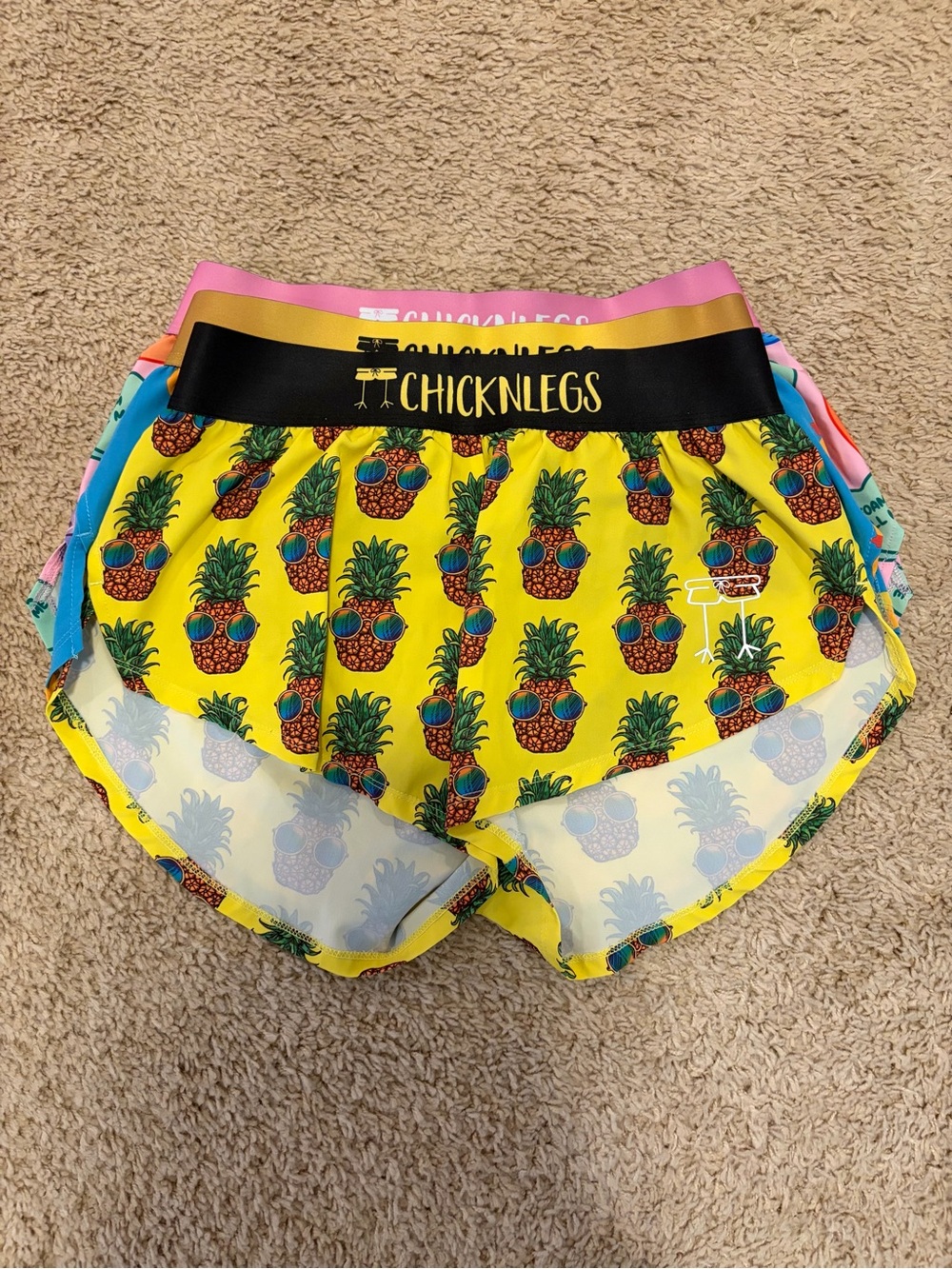 5 Pair - Chicknlegs Women's Athletic Shorts - Black & Multicolor Pack - Picture 8 of 16